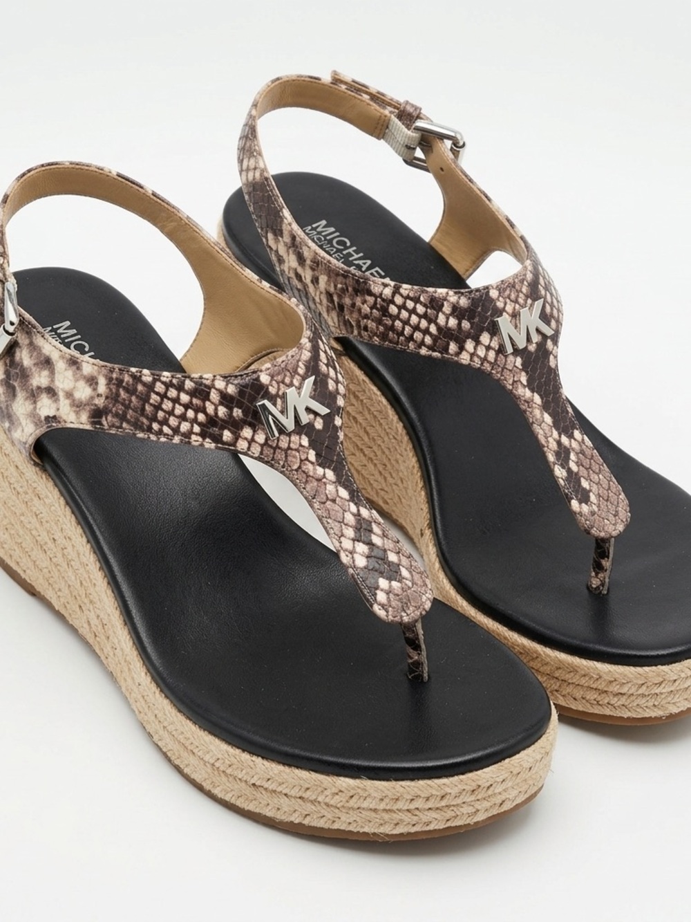 MICHAEL Kors Snake Print Espadrille Thong Wedge Sandals 7